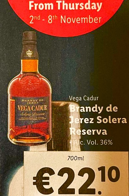 Vega Cadur, Solera Reserva, Brandy De Jerez, 36% | WestmeathWhiskeyWorld
